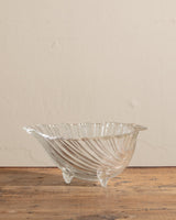 Footed Fluted Glass Shell Bowl, European, Mid-20th Century - Lone Fox