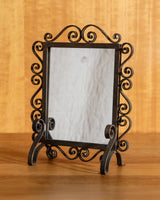 Footed Iron Swirled Vanity Mirror, 1960's - Lone Fox