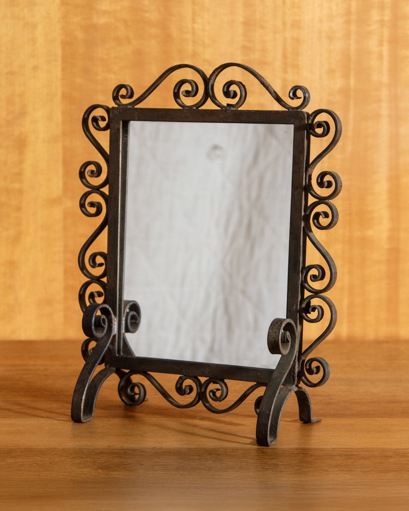 Footed Iron Swirled Vanity Mirror, 1960's - Lone Fox