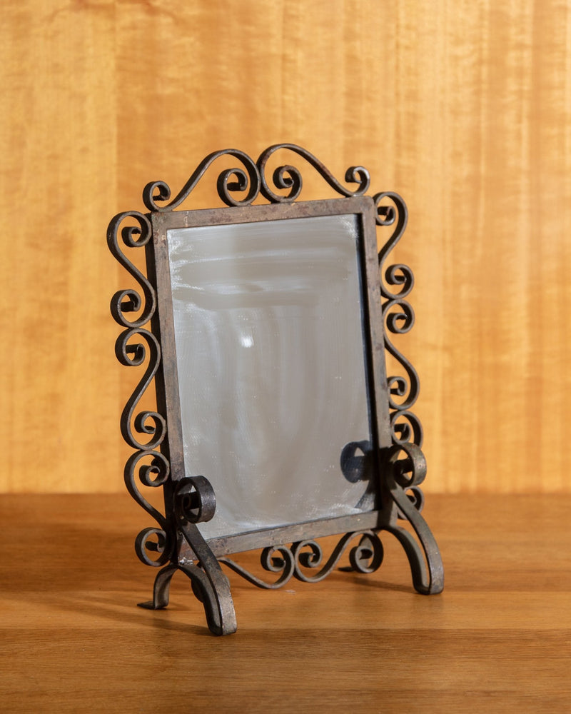 Footed Iron Swirled Vanity Mirror, 1960's - Lone Fox