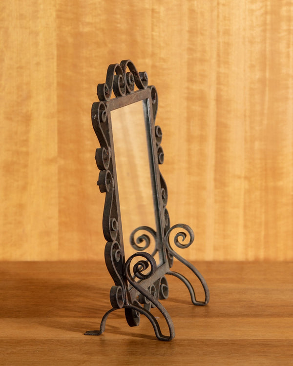 Footed Iron Swirled Vanity Mirror, 1960's - Lone Fox