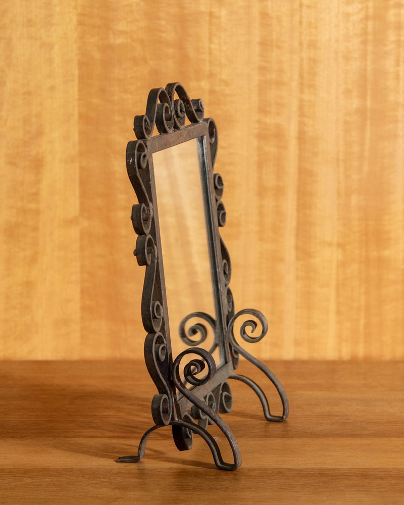 Footed Iron Swirled Vanity Mirror, 1960's - Lone Fox
