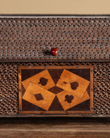 Footed Tramp Art Box with Playing Card Marquetry Inlay, American, 1890's - Lone Fox