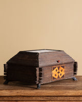 Footed Tramp Art Box with Playing Card Marquetry Inlay, American, 1890's - Lone Fox