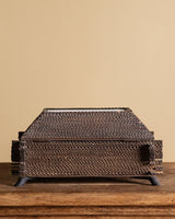 Footed Tramp Art Box with Playing Card Marquetry Inlay, American, 1890's - Lone Fox