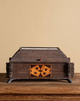 Footed Tramp Art Box with Playing Card Marquetry Inlay, American, 1890's - Lone Fox