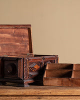 Footed Tramp Art Box with Removable Compartments, American, 19th Century - Lone Fox