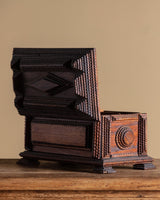 Footed Tramp Art Box with Removable Compartments, American, 19th Century - Lone Fox