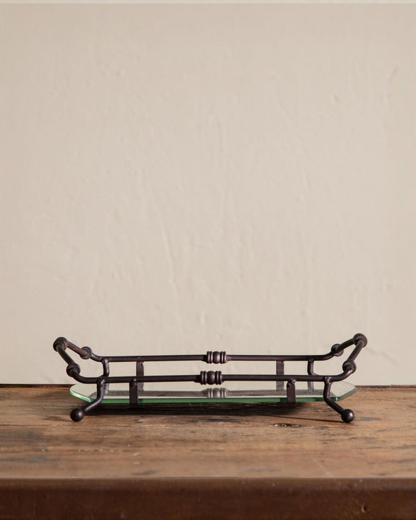 Forged Metal & Mirrored Glass Tray - Lone Fox