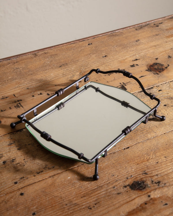 Forged Metal & Mirrored Glass Tray - Lone Fox