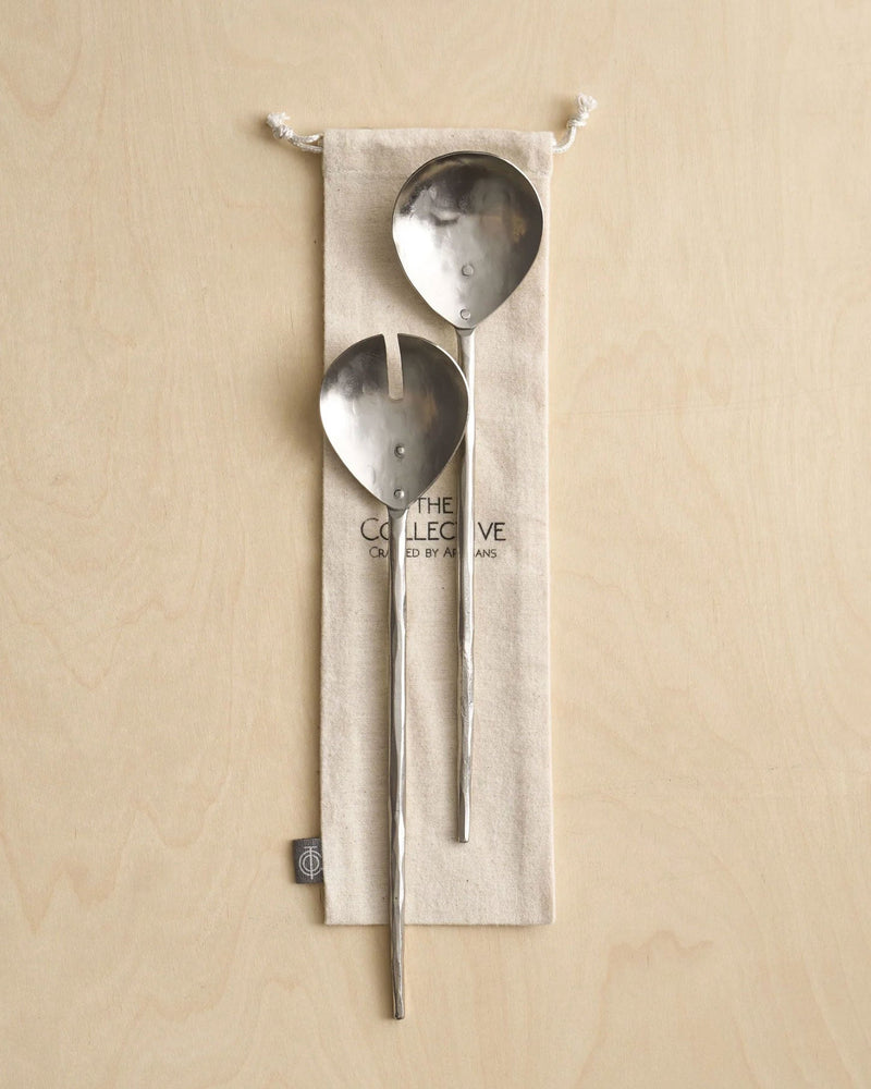 Forged Pewter Metal Salad Servers (Set of 2) - Lone Fox