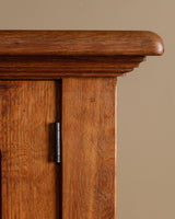 Four Door Brualist Oak Cabinet w/ Stacked Panels, France, 1960's - Lone Fox