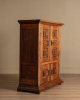 Four Door Brualist Oak Cabinet w/ Stacked Panels, France, 1960's - Lone Fox