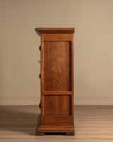 Four Door Brualist Oak Cabinet w/ Stacked Panels, France, 1960's - Lone Fox