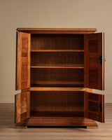 Four Door Brualist Oak Cabinet w/ Stacked Panels, France, 1960's - Lone Fox