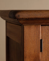 Four Door Brualist Oak Cabinet w/ Stacked Panels, France, 1960's - Lone Fox