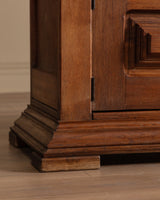 Four Door Brualist Oak Cabinet w/ Stacked Panels, France, 1960's - Lone Fox