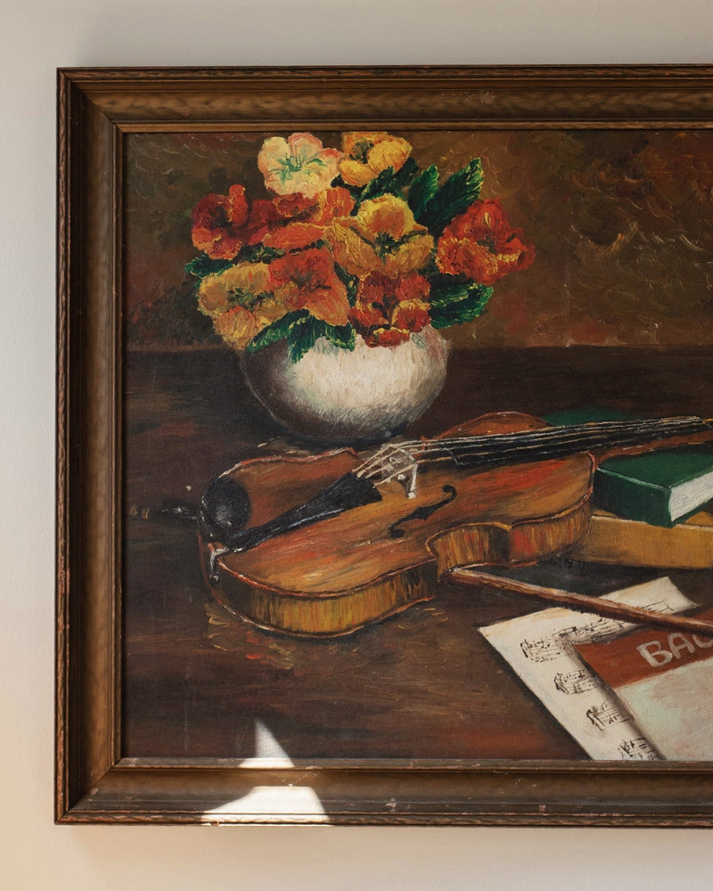 Framed 1960's Still Life Oil Painting - Lone Fox