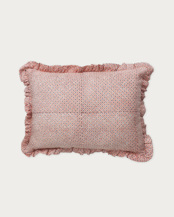 Frasia Block Print Ruffled Pillow Cover - Lone Fox