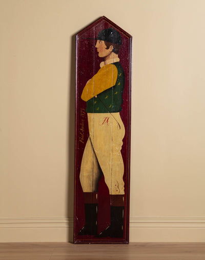 "Fred Archer" Jockey Fairground Painting on Wood Panel, English, Signed 1873 - Lone Fox