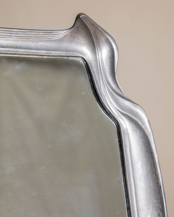 French Art Nouveau Silvered Bronze Modernist Vanity Mirror, 1920's - Lone Fox