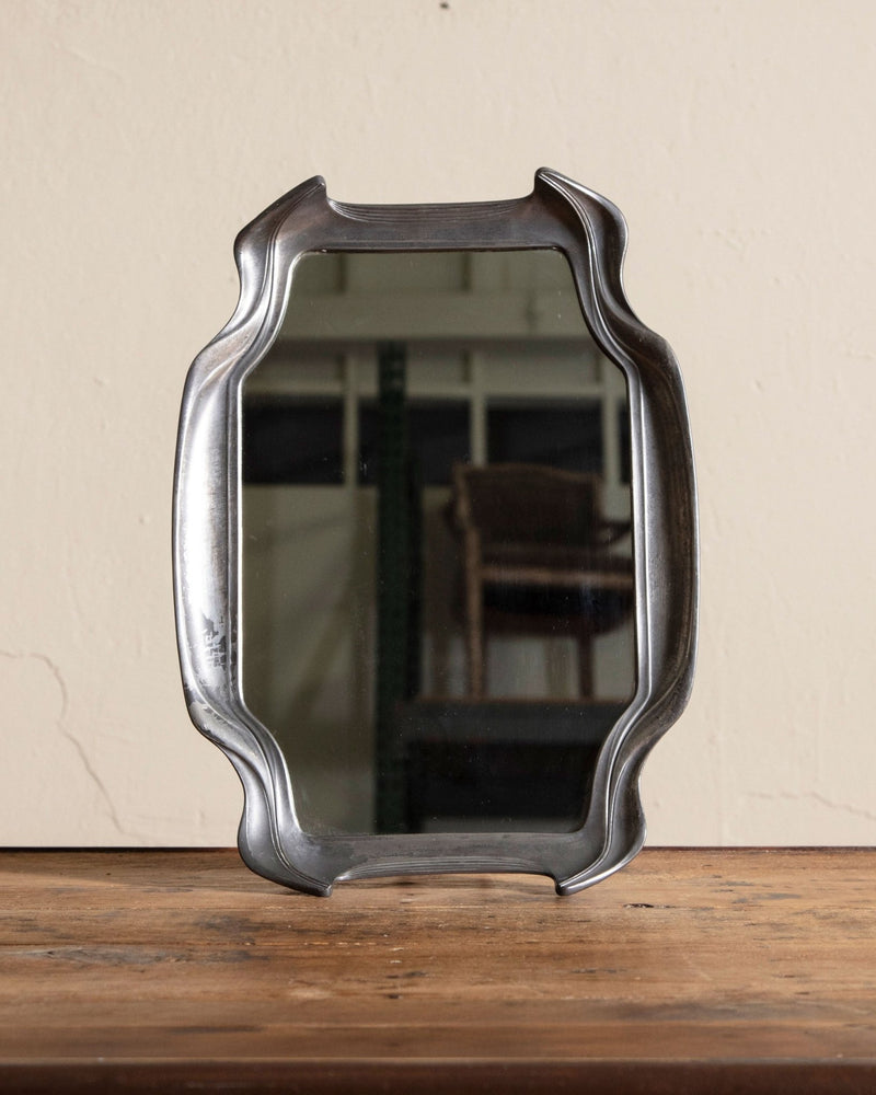 French Art Nouveau Silvered Bronze Modernist Vanity Mirror, 1920's - Lone Fox