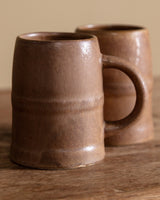 French Brown Stoneware Mugs, France, 1970s (Set of 2) - Lone Fox