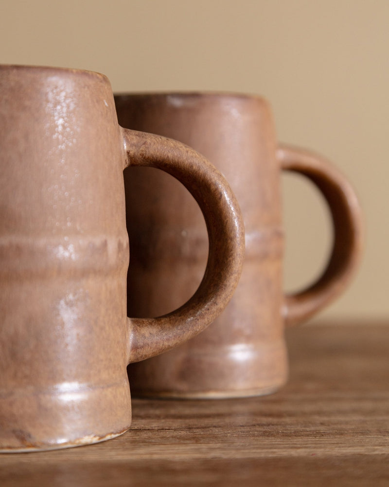 French Brown Stoneware Mugs, France, 1970s (Set of 2) – Lone Fox