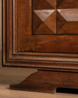 French Carved Diamond Oak Cabinet Manner of Charles Dudouyt, 1940s - Lone Fox