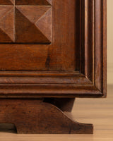 French Carved Diamond Oak Cabinet Manner of Charles Dudouyt, 1940s - Lone Fox
