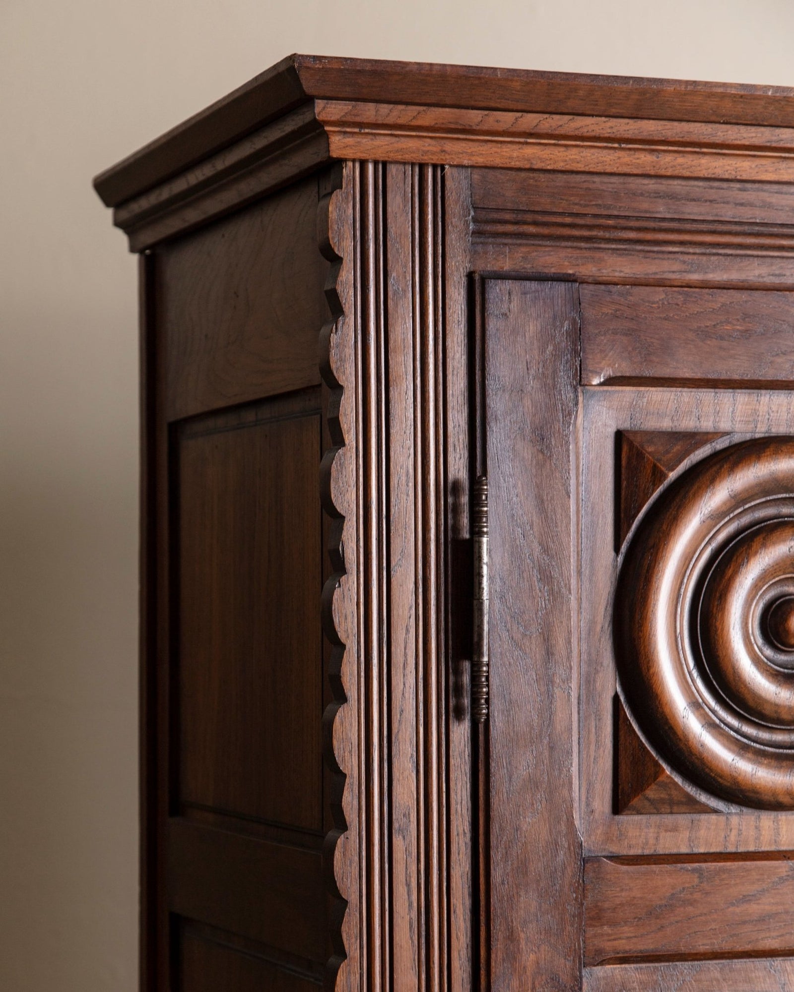 French Carved Oak Two Door Armoire by Charles Dudouyt, 1940's