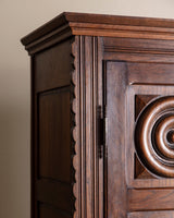 French Carved Oak Two Door Armoire by Charles Dudouyt, 1940's - Lone Fox