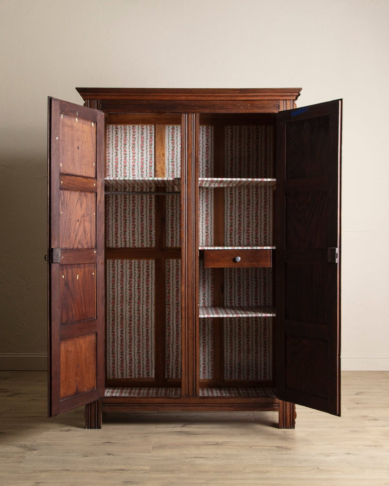 French Carved Oak Two Door Armoire by Charles Dudouyt, 1940's - Lone Fox