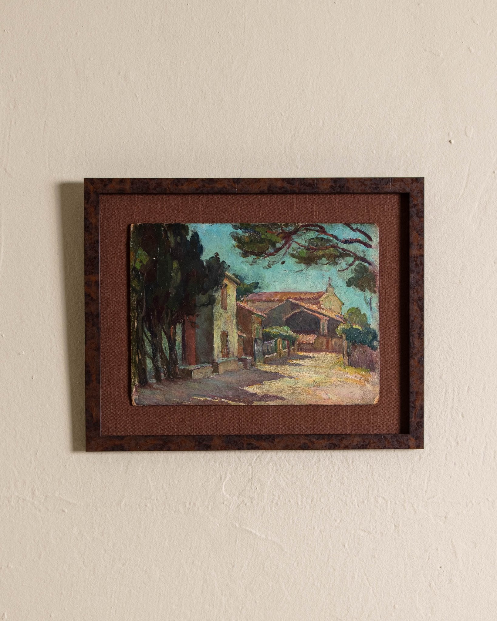 French Countryside Oil Painting in Custom Frame - Lone Fox