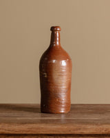 French Dark Brown Salt Glaze Sandstone Bottle, France, Early 20th Century - Lone Fox