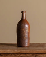 French Dark Brown Salt Glaze Sandstone Bottle, France, Early 20th Century - Lone Fox