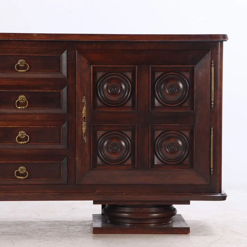 French Dark Oak Sideboard, Manner of Charles Dudouyt, 1940's - Lone Fox