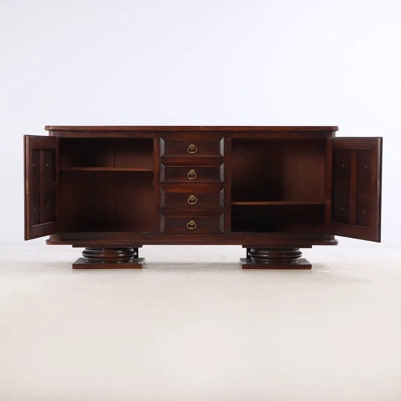 French Dark Oak Sideboard, Manner of Charles Dudouyt, 1940's - Lone Fox