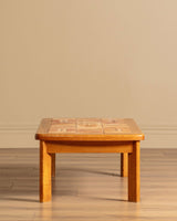 French Elm & Botanical Tile Coffee Table Manner of Capron, France, 1970's - Lone Fox