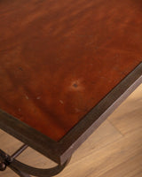 French Iron & Leather Desk and Chair Set, Manner of Jansen, 1950s - Lone Fox