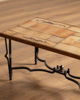 French Iron & Tile Coffee Table, Manner of Roger Capron, 1960's - Lone Fox