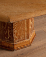 French Large Oak Octagonal Pedestal Table w/ Central Lazy Susan, 1960's - Lone Fox