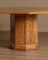 French Large Oak Octagonal Pedestal Table w/ Central Lazy Susan, 1960's - Lone Fox