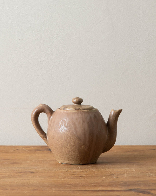 French Mauve / Taupe Stoneware Round Teapot, 1960's - Lone Fox