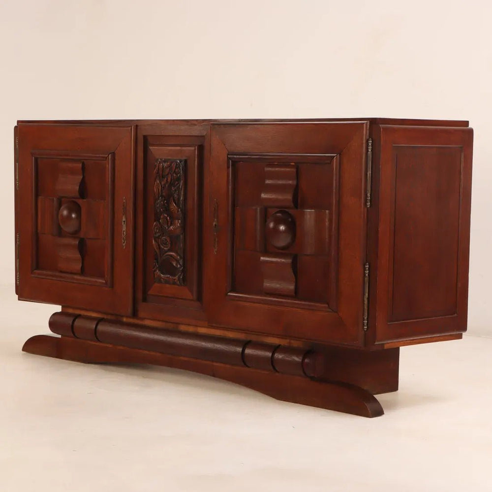 French Oak Carved Sideboard by Charles Dudouyt 1940 s