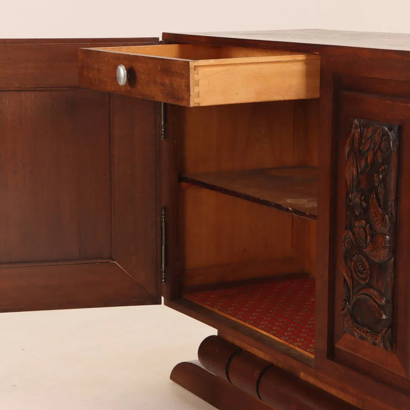 French Oak Carved Sideboard by Charles Dudouyt, 1940's - Lone Fox