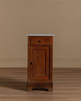 French Oak & Marble Pedestal Cabinet / Accent Table, Late 19th Century - Lone Fox