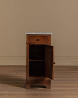 French Oak & Marble Pedestal Cabinet / Accent Table, Late 19th Century - Lone Fox