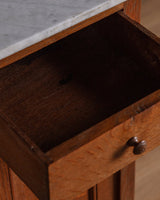 French Oak & Marble Pedestal Cabinet / Accent Table, Late 19th Century - Lone Fox