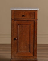 French Oak & Marble Pedestal Cabinet / Accent Table, Late 19th Century - Lone Fox